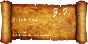 Zwick Ida névjegykártya